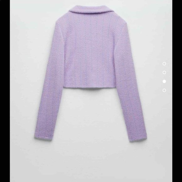 Zara Purple Cropped Fuzzy Blazer Sweater (NWT) - Picture 4 of 7